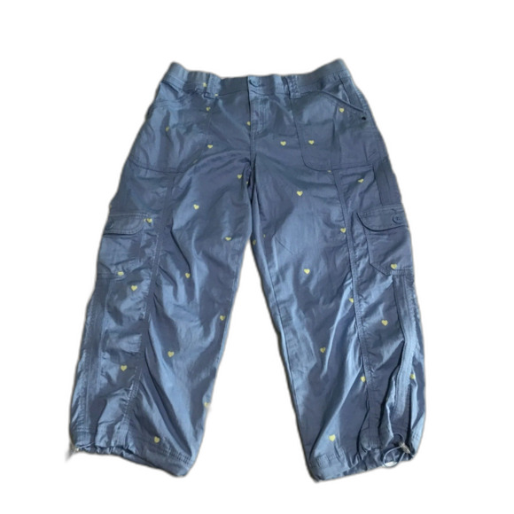 Blue White Heart Print Cargo Capri Pants - Style & Co, Size 6 - Picture 1 of 6